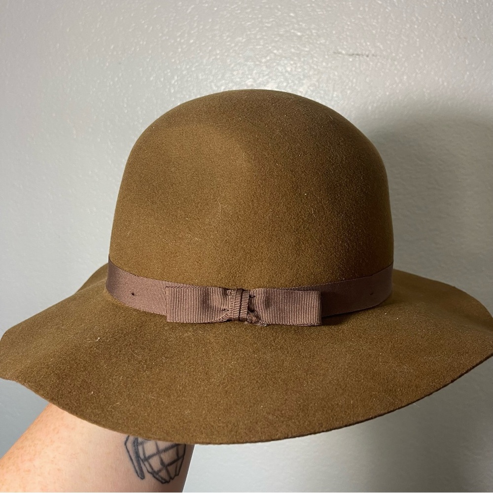 BRIXTON | Brown Wide Brim Wool Hat with Accent Bow